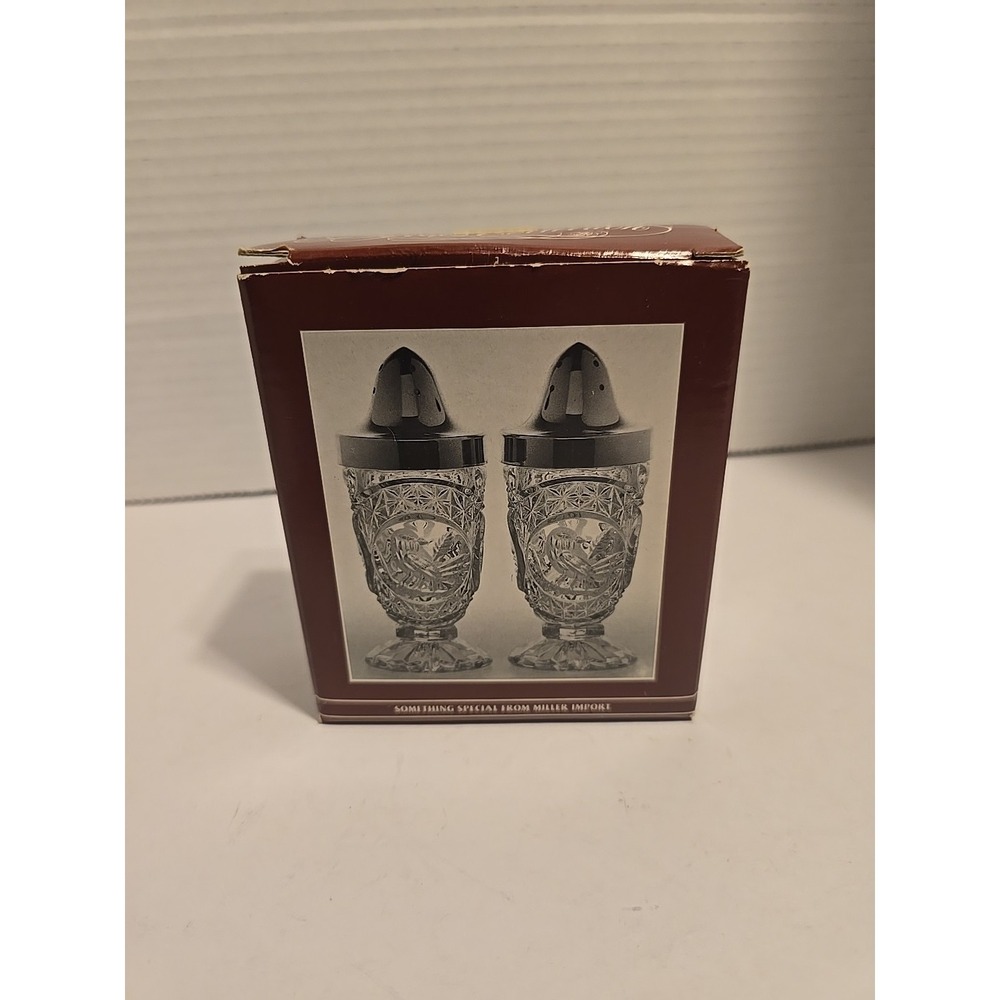 Vintage Hofbauer Byrdes Bird Crystal Salt and Pepper Shakers Set Made Germany